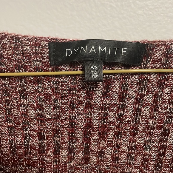 Dynamite long sleeve dark red fitted dress. Size: Small - Picture 2 of 4